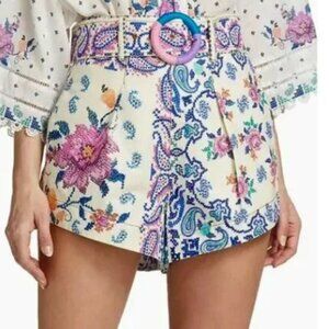 Farm Rio Romantic Bandanas Belted Shorts Women Sz XL